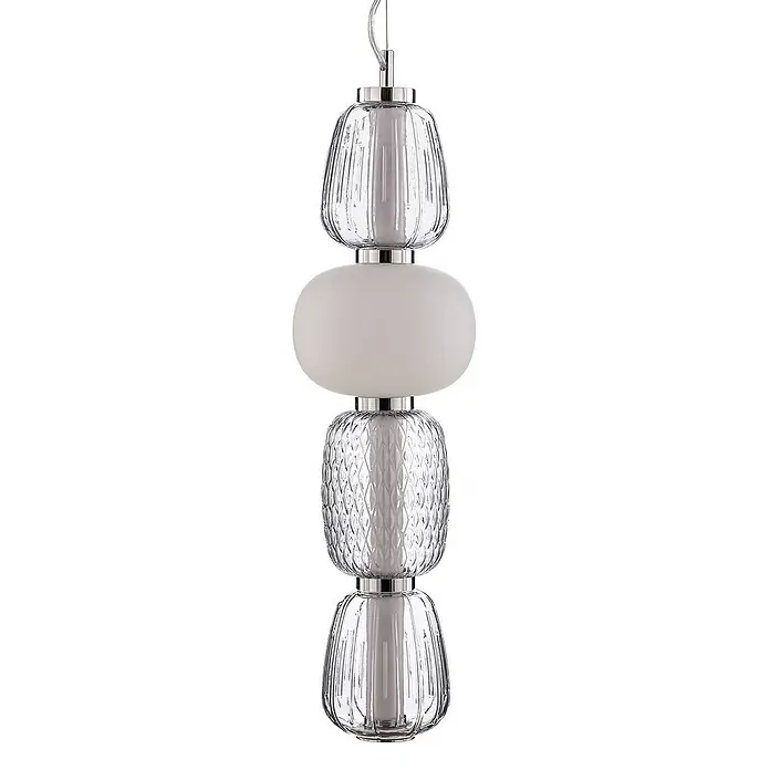 Lucande Pendelleuchte Fedra - L x B x H: 17 x 17 x 63,5 cm, alu / grau / zink, hellgrau, weiß, chrom