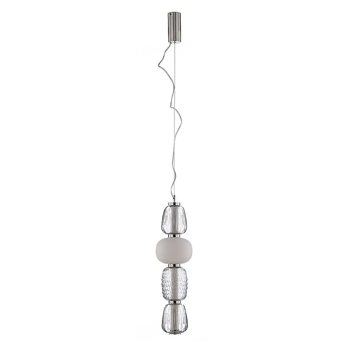 Lucande Pendelleuchte Fedra - L x B x H: 17 x 17 x 63,5 cm, alu / grau / zink, hellgrau, weiß, chrom