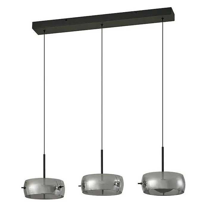 Lucande Pendelleuchte Martis - L x B x H: 80 x 20 x 7 cm, schwarz, Schwarz, rauchgrau