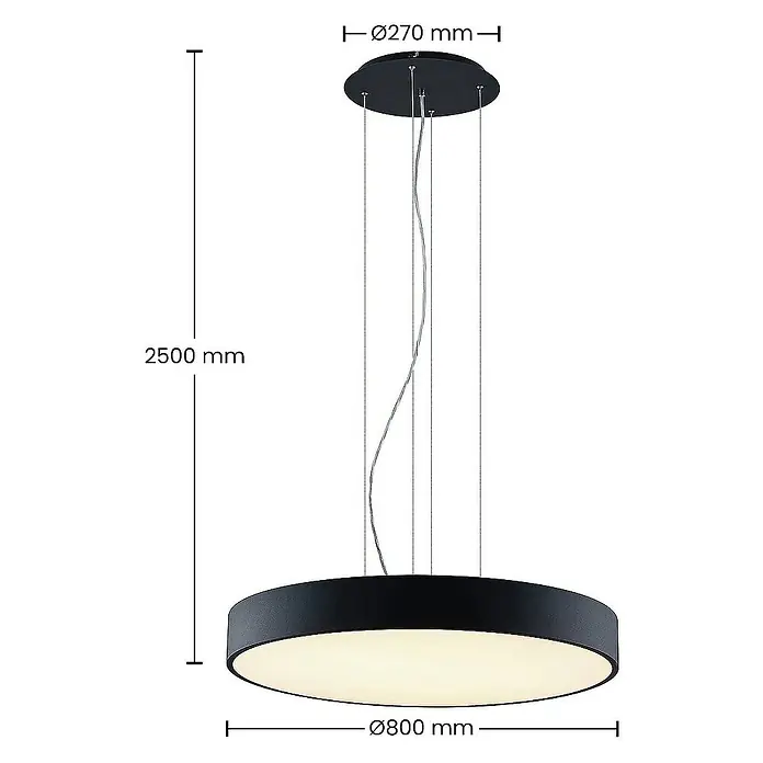 Arcchio Pendelleuchte Noabelle - L x B x H: 80 x 80 x 10 cm, schwarz, Schwarz, weiß