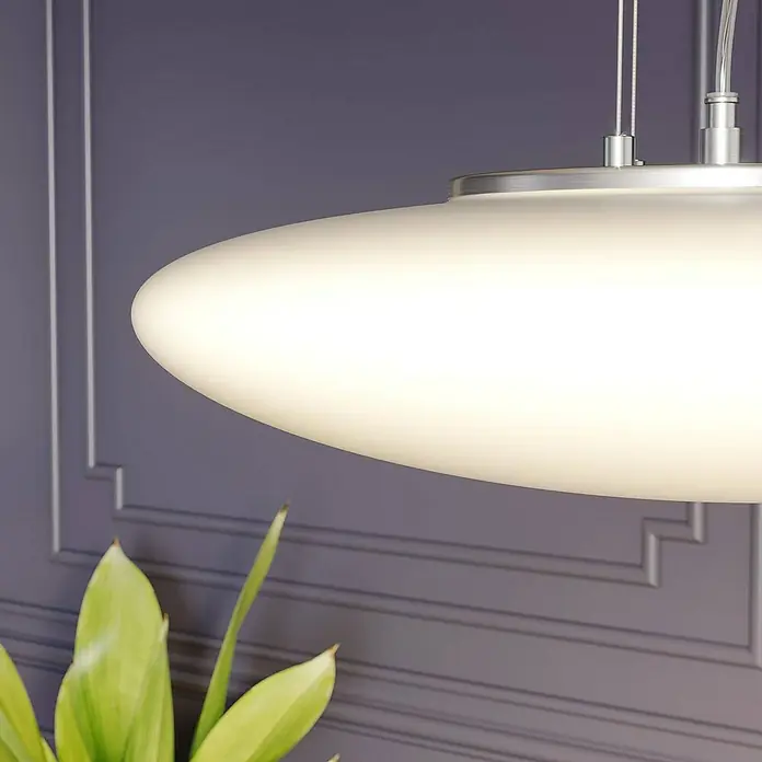 Lindby Pendelleuchte Gunda - weiß / opal, opalweiß, chrom, nickel satiniert