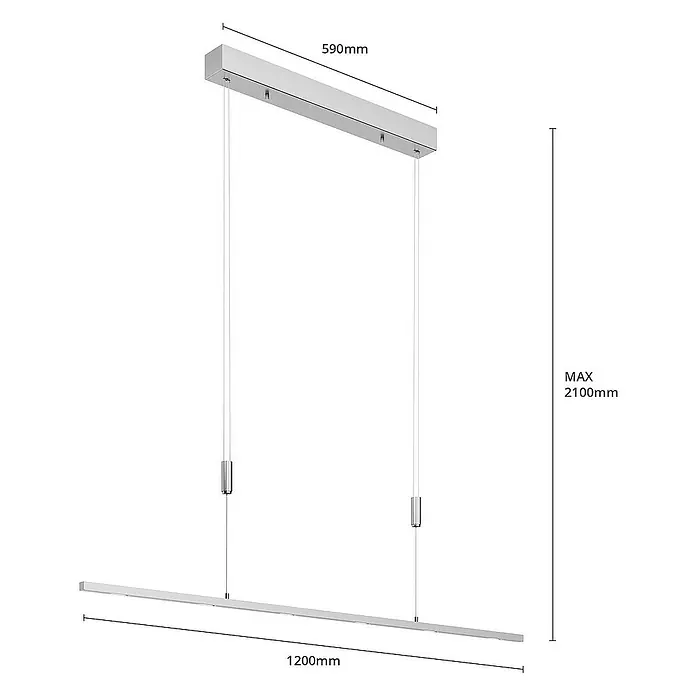 Lucande Pendelleuchte Arnik - L x B x H: 120 x 1,6 x 1,6 cm, nickel matt