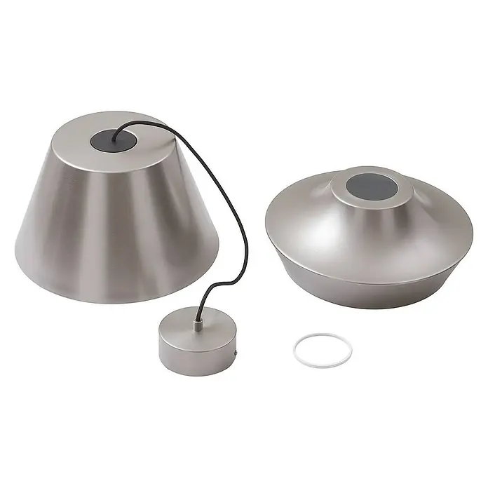 Lucande Pendelleuchte Mynoria - L x B x H: 35 x 35 x 29 cm, alu / grau / zink, silbergrau