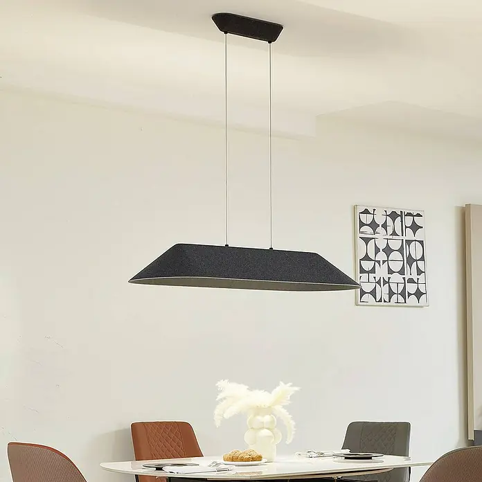 Lucande Pendelleuchte Naelle - L x B x H: 109 x 40 x 15,2 cm, schwarz, Schwarz, grau
