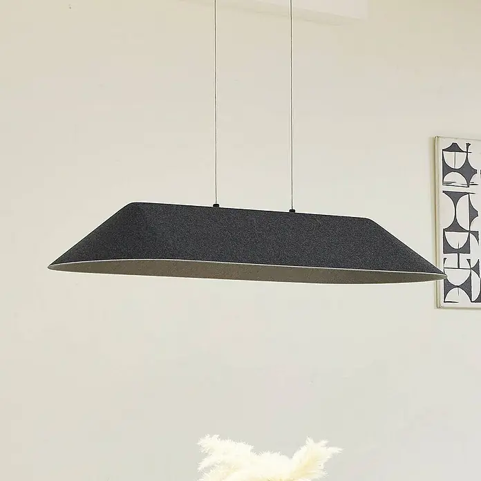 Lucande Pendelleuchte Naelle - L x B x H: 109 x 40 x 15,2 cm, schwarz, Schwarz, grau