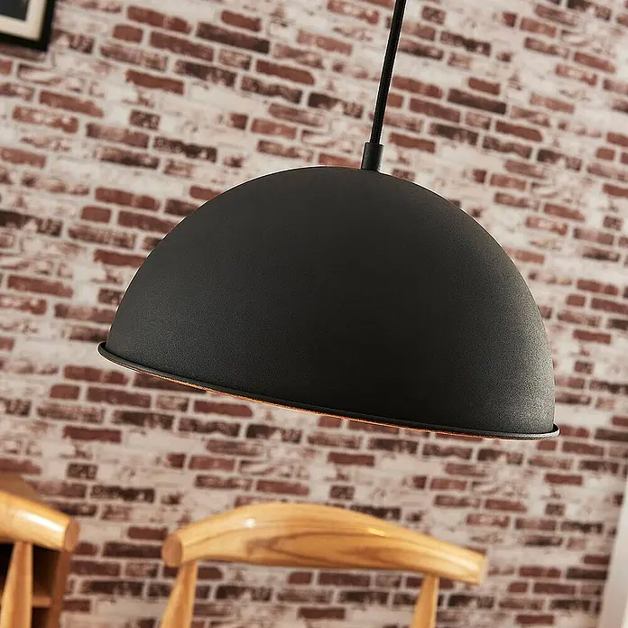 Lindby Pendelleuchte Leya - L x B x H: 30 x 30 x 15 cm, schwarz, Schwarz, gold, E27