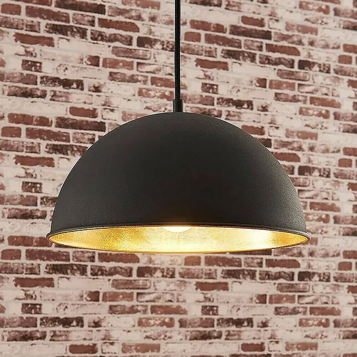 Lindby Pendelleuchte Leya - L x B x H: 30 x 30 x 15 cm, schwarz, Schwarz, gold, E27