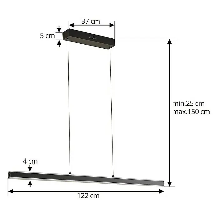 Lucande Pendelleuchte Lucande - L x B x H: 120 x 4 x 4 cm, schwarz, Schwarz, weiß