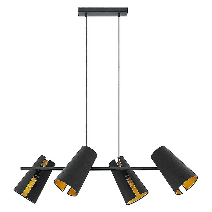 Lucande Pendelleuchte Kemoni - L x B x H: 109 x 33 x 28 cm, schwarz, Schwarz, gold, E27