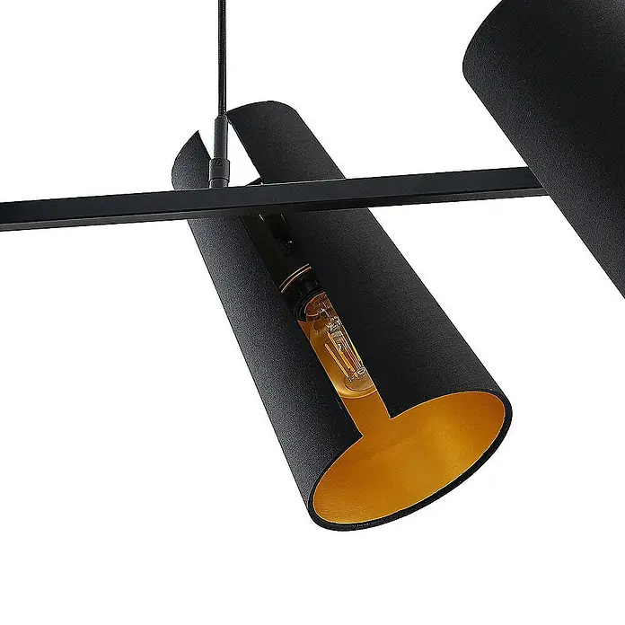 Lucande Pendelleuchte Kemoni - L x B x H: 109 x 33 x 28 cm, schwarz, Schwarz, gold, E27