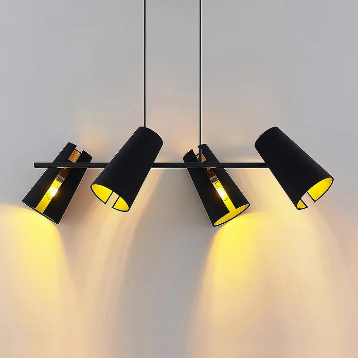 Lucande Pendelleuchte Kemoni - L x B x H: 109 x 33 x 28 cm, schwarz, Schwarz, gold, E27