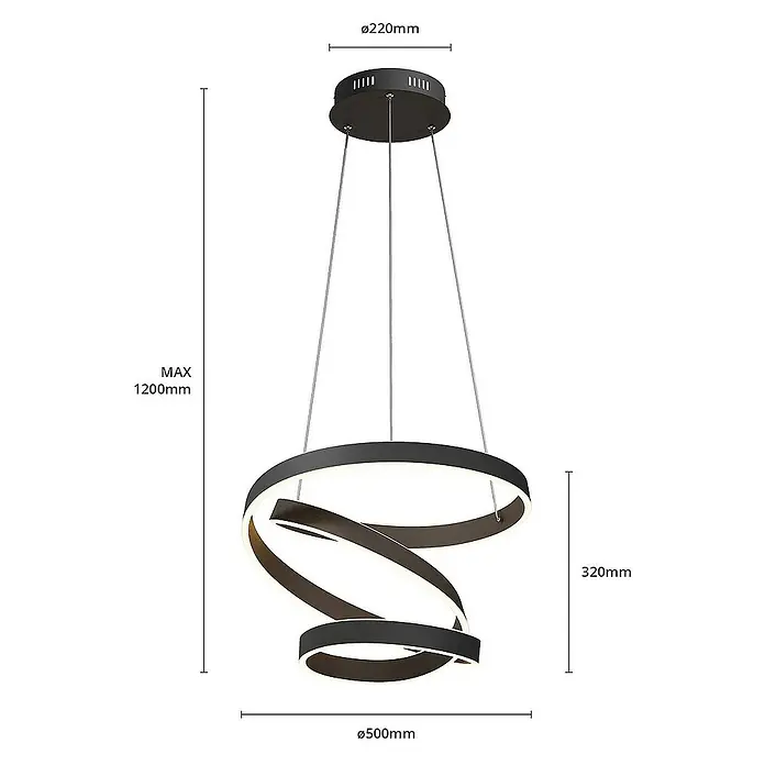 Lindby Pendelleuchte Olada - L x B x H: 51 x 51 x 29 cm, schwarz, mattSchwarz
