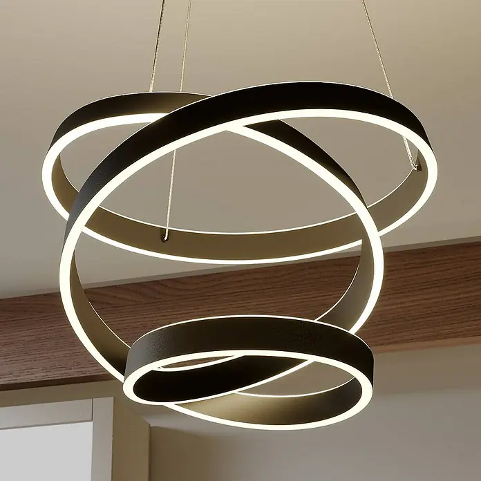 Lindby Pendelleuchte Olada - L x B x H: 51 x 51 x 29 cm, schwarz, mattSchwarz