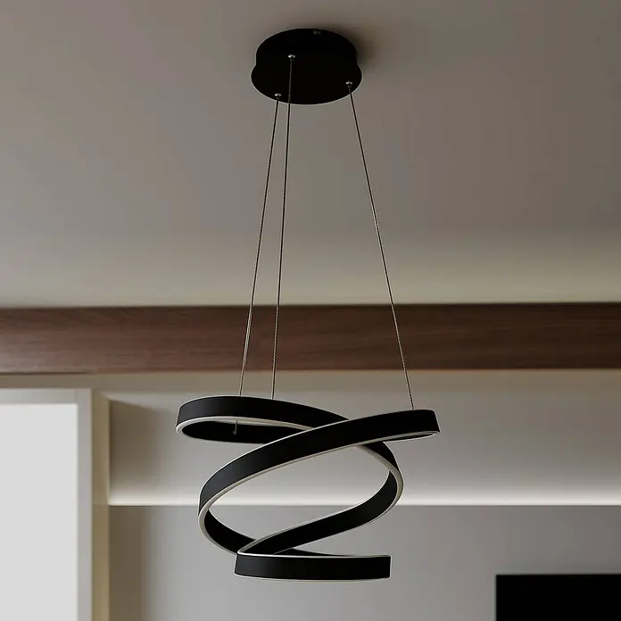 Lindby Pendelleuchte Olada - L x B x H: 51 x 51 x 29 cm, schwarz, mattSchwarz