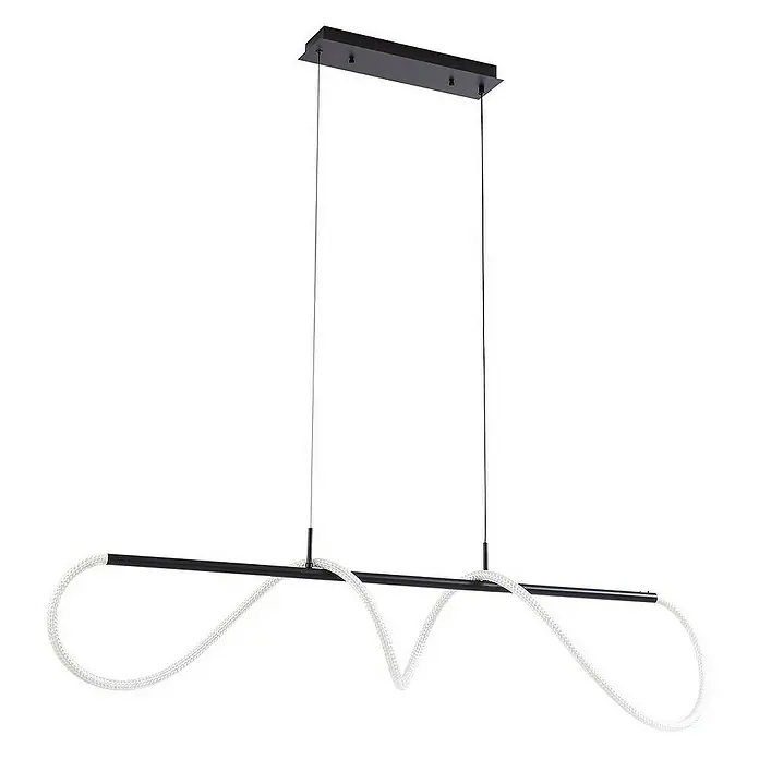 Lucande Pendelleuchte Kisune - L x B x H: 120 x 30 x 150 cm, schwarz, Schwarz, weiß