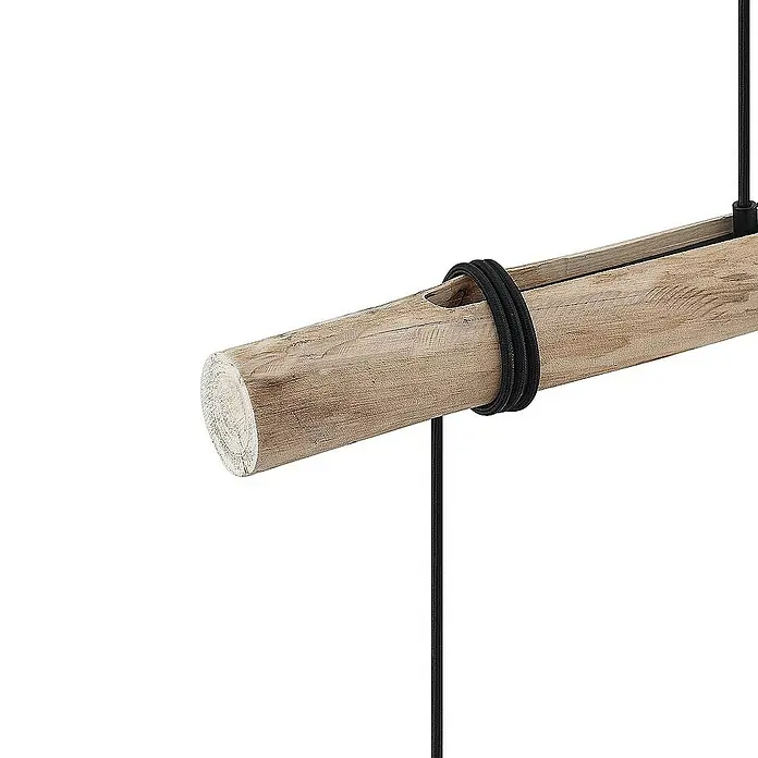 Lindby Pendelleuchte Ferris - L x B x H: 90 x 8 x 150 cm, holz hell, Schwarz matt, E27