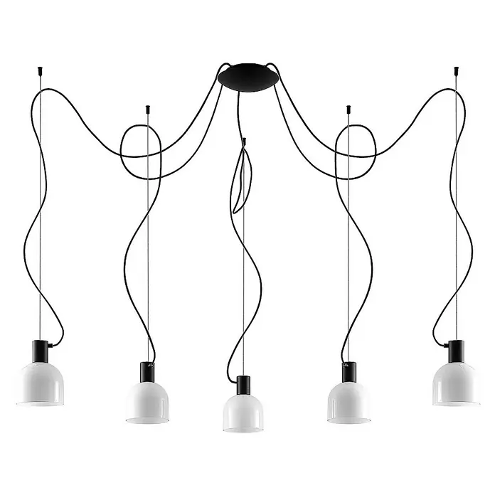 Lucande Pendelleuchte Serina - L x B x H: 130 x 15 x 150 cm, weiß, Schwarz, E27