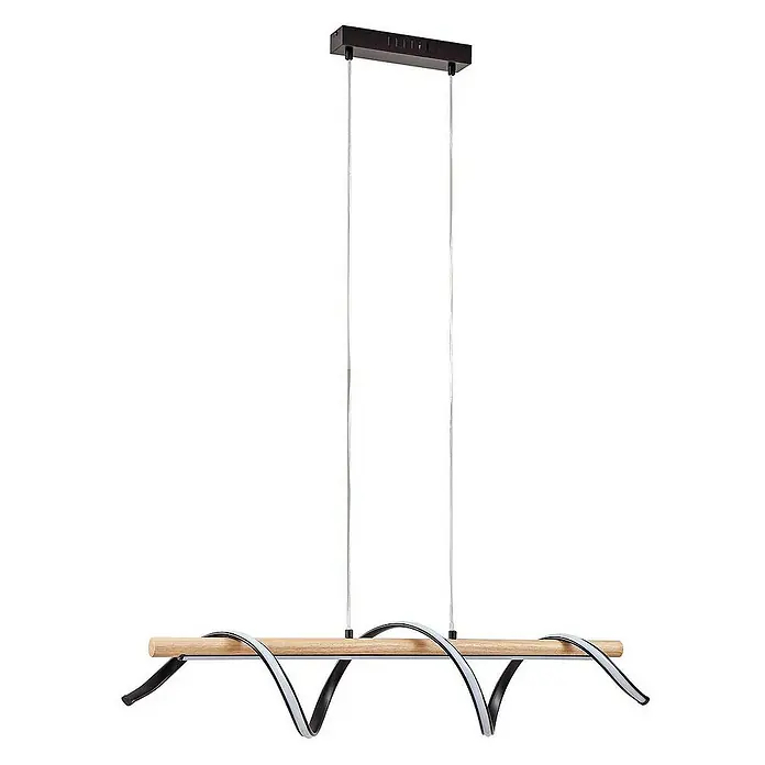 Lindby Pendelleuchte Spiraali - L x B x H: 95 x 20 x 20 cm, schwarz, Schwarz, holz hell