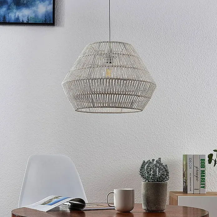 Lindby Pendelleuchte Ottavio - L x B x H: 40 x 40 x 27,5 cm, weiß / opal, weiß, E27