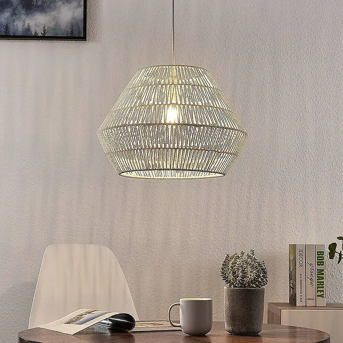 Lindby Pendelleuchte Ottavio - L x B x H: 40 x 40 x 27,5 cm, weiß / opal, weiß, E27