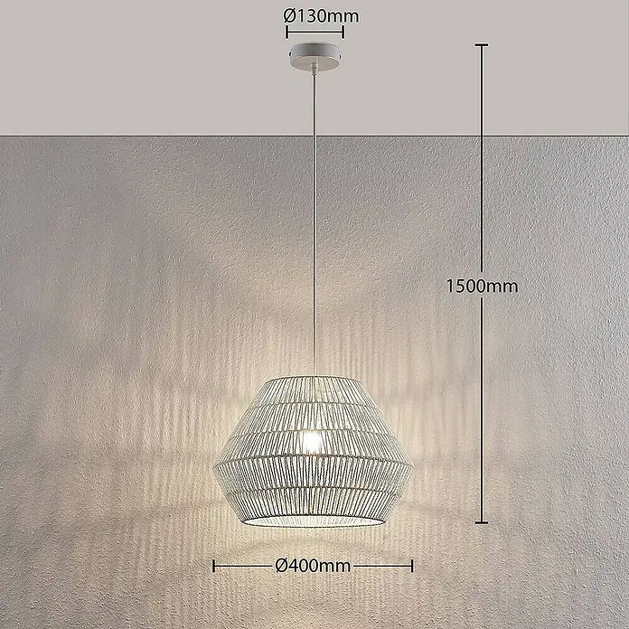 Lindby Pendelleuchte Ottavio - L x B x H: 40 x 40 x 27,5 cm, weiß / opal, weiß, E27