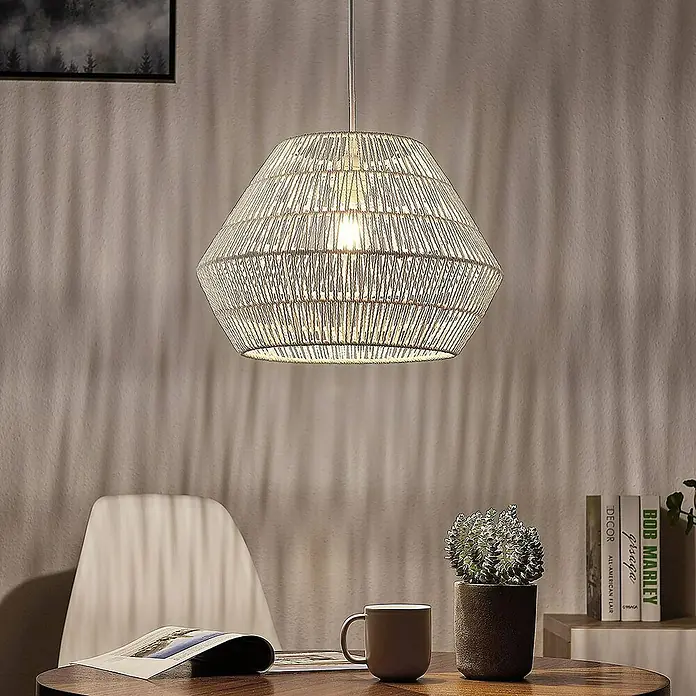 Lindby Pendelleuchte Ottavio - L x B x H: 40 x 40 x 27,5 cm, weiß / opal, weiß, E27