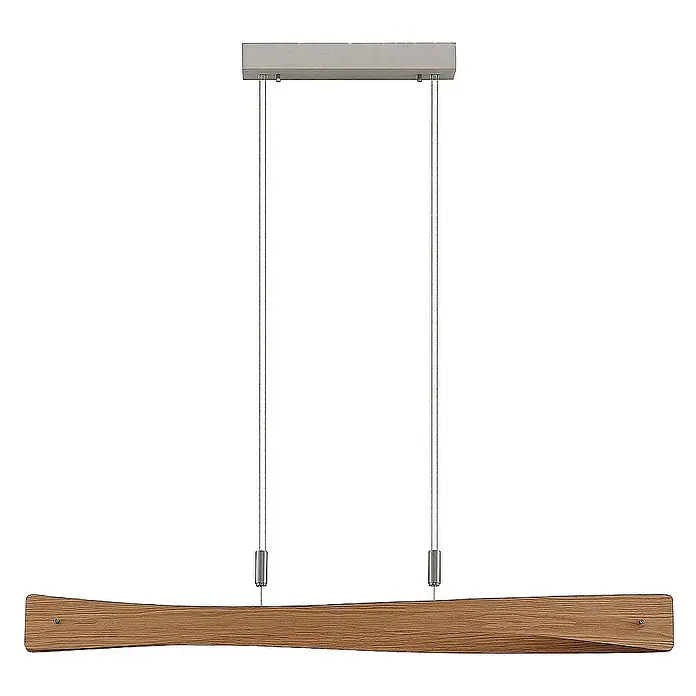 Lindby Pendelleuchte Beazina - L x B x H: 118 x 12 x 9,8 cm, Holz hell, nickel matt, holz hell