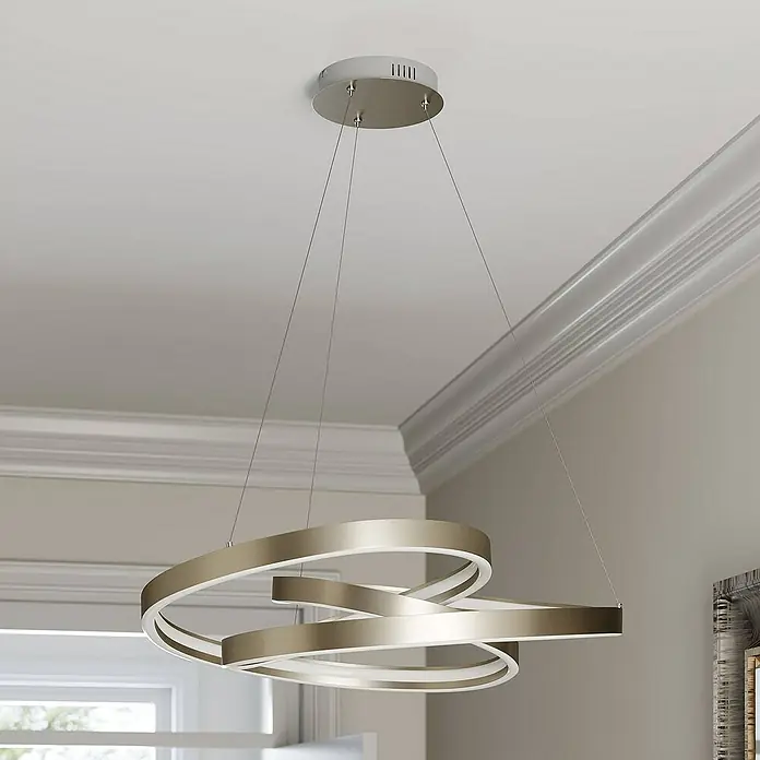 Lucande Pendelleuchte Gunbritt - L x B x H: 80 x 80 x 14 cm, alu / grau / zink, silbergrau, weiß