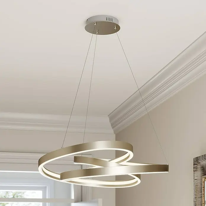 Lucande Pendelleuchte Gunbritt - L x B x H: 80 x 80 x 14 cm, alu / grau / zink, silbergrau, weiß