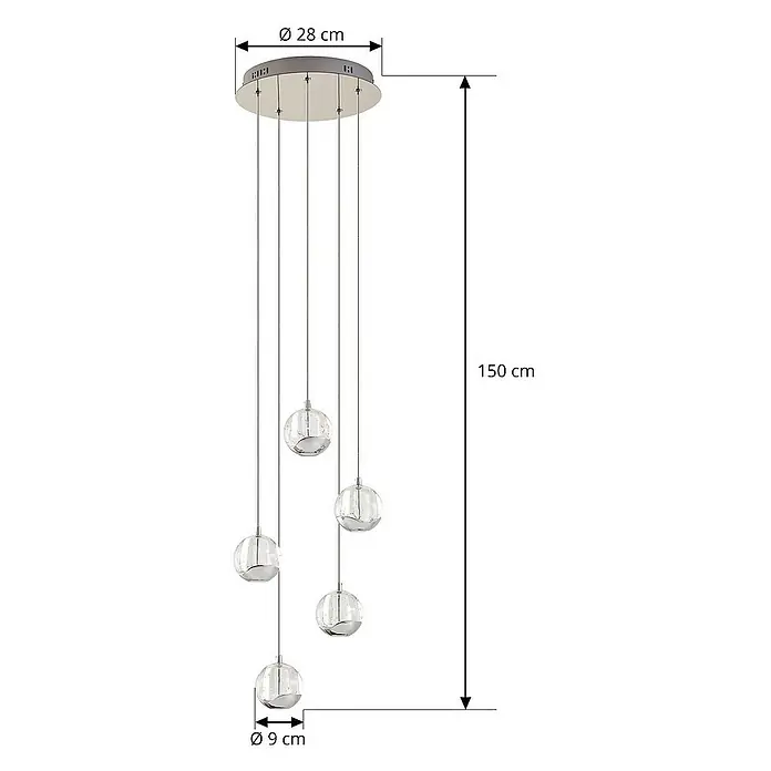 Lucande Pendelleuchte Hayley - klar / transparent, klar, chrom