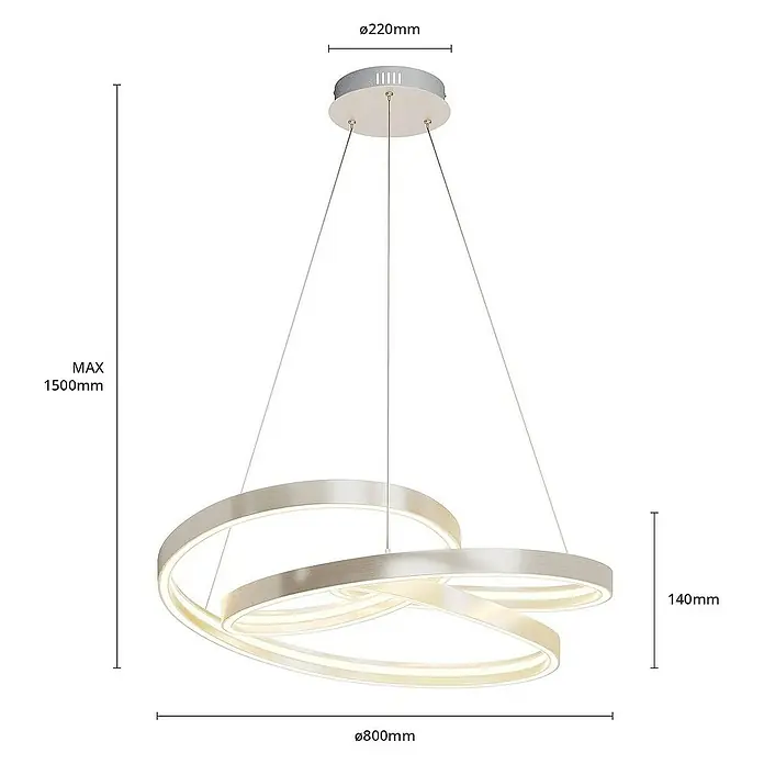 Lucande Pendelleuchte Gunbritt - L x B x H: 80 x 80 x 14 cm, alu / grau / zink, silbergrau, weiß