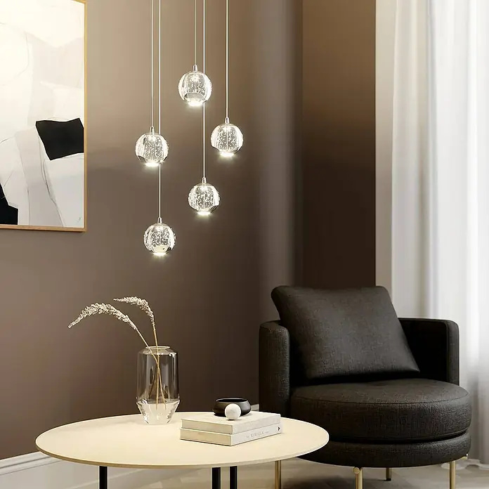 Lucande Pendelleuchte Hayley - klar / transparent, klar, chrom