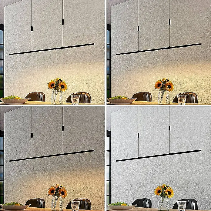 Lucande Pendelleuchte Stakato - L x B x H: 140 x 1,6 x 1,6 cm, Schwarz matt