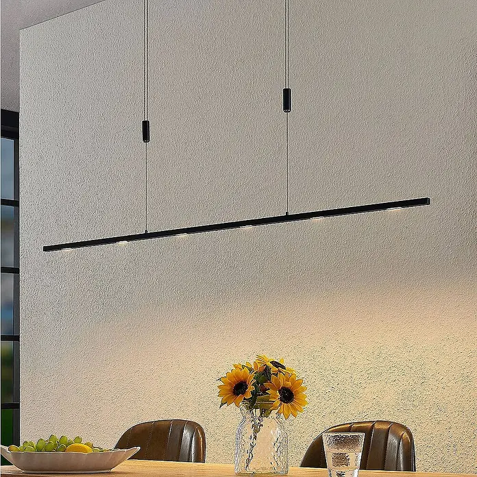 Lucande Pendelleuchte Stakato - L x B x H: 140 x 1,6 x 1,6 cm, Schwarz matt