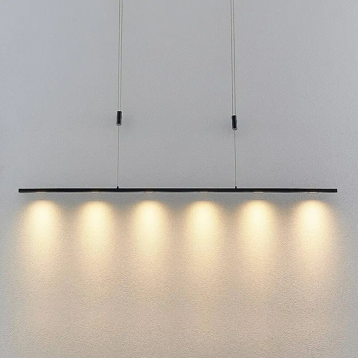 Lucande Pendelleuchte Stakato - L x B x H: 140 x 1,6 x 1,6 cm, Schwarz matt