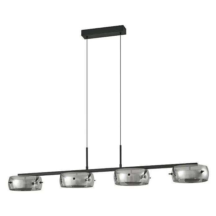Lucande Pendelleuchte Martis - L x B x H: 117 x 20 x 7 cm, schwarz, Schwarz, rauchgrau
