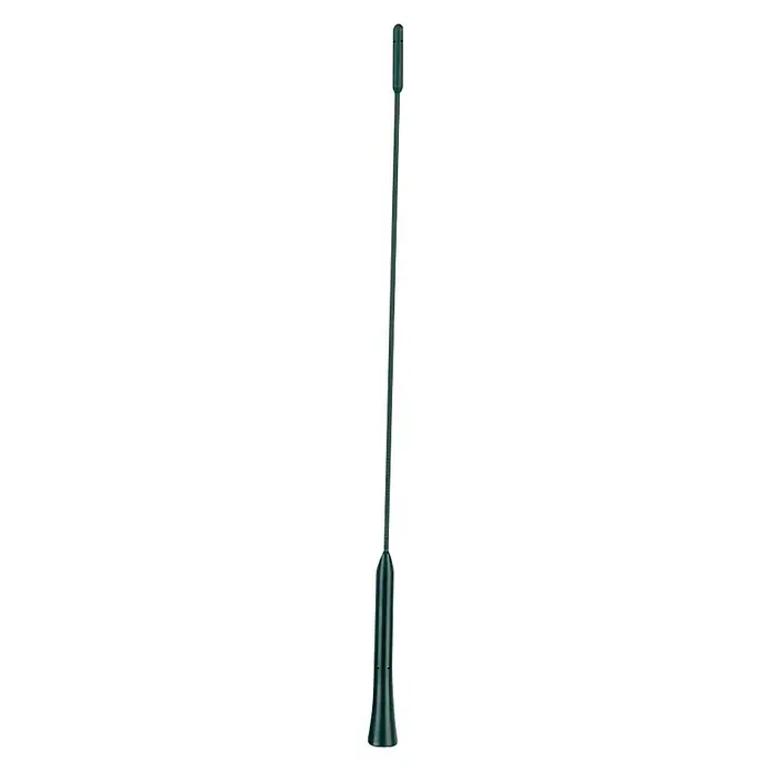 Antena extensible de recambio - Largo: 36 cm - Una antena verde larga con una base delgada y una varilla delgada que se extiende hacia arriba, diseñada para la recepción de señales.