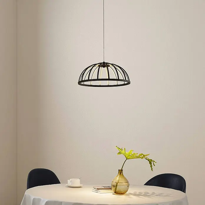 Lucande Pendelleuchte Attea - L x B x H: 40 x 40 x 15,5 cm, schwarz, Schwarz, weiß