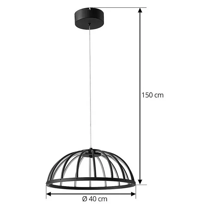 Lucande Pendelleuchte Attea - L x B x H: 40 x 40 x 15,5 cm, schwarz, Schwarz, weiß