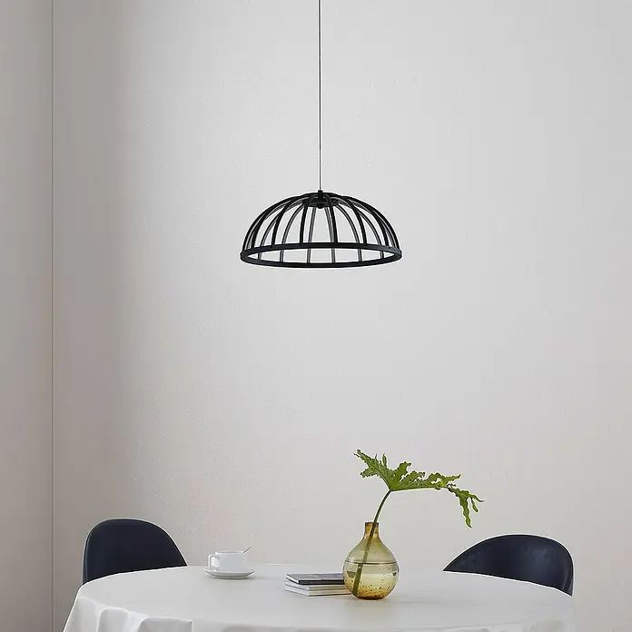 Lucande Pendelleuchte Attea - L x B x H: 40 x 40 x 15,5 cm, schwarz, Schwarz, weiß