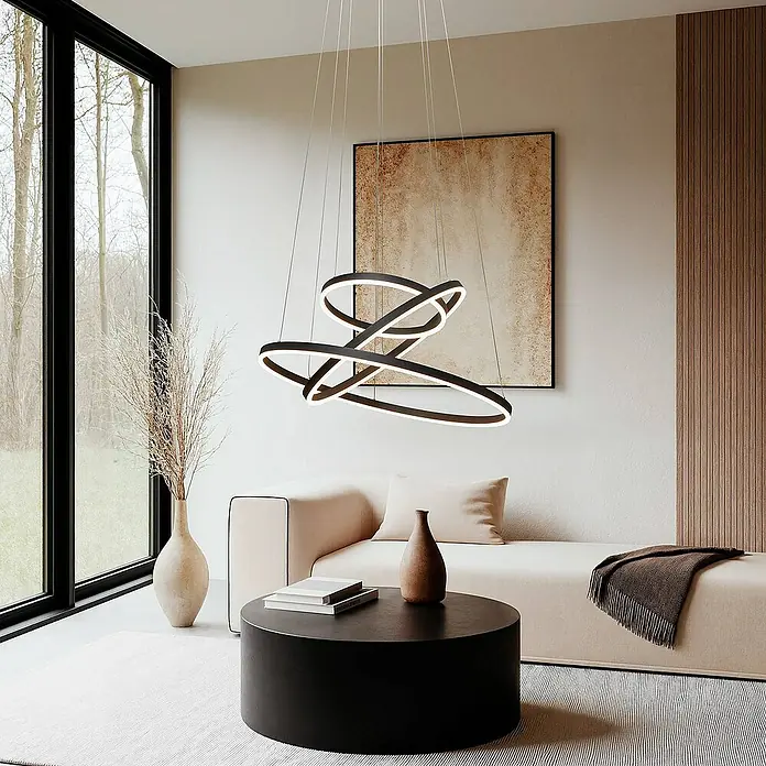 Arcchio Pendelleuchte Albiona - L x B x H: 80 x 80 x 250 cm, schwarz, Schwarz, weiß