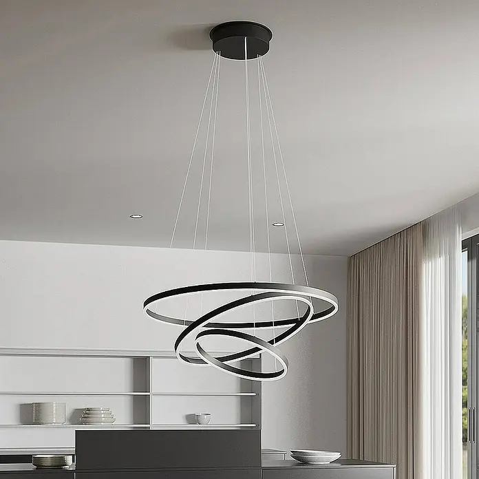 Arcchio Pendelleuchte Albiona - L x B x H: 80 x 80 x 250 cm, schwarz, Schwarz, weiß