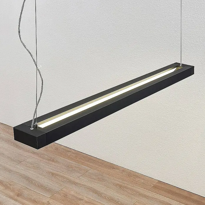 Arcchio Pendelleuchte Cuna - L x B x H: 122,2 x 11,5 x 4,88 cm, schwarz, Schwarz (RAL 9005)
