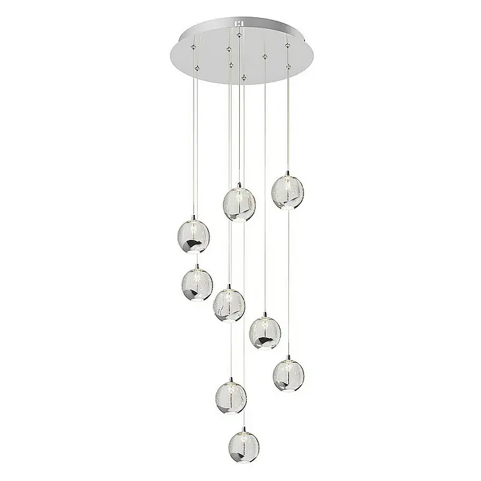 Lucande Pendelleuchte Hayley - L x B x H: 40 x 40 x 150 cm, klar / transparent, klar, chrom