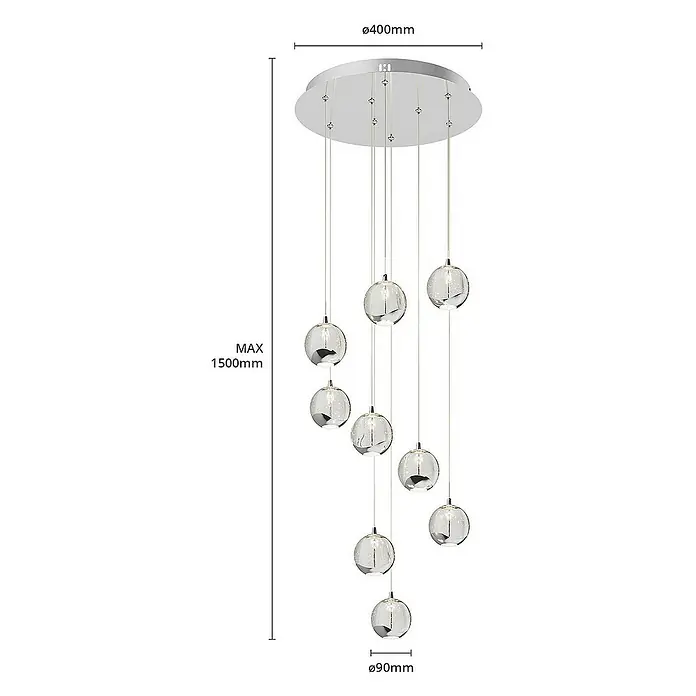 Lucande Pendelleuchte Hayley - L x B x H: 40 x 40 x 150 cm, klar / transparent, klar, chrom