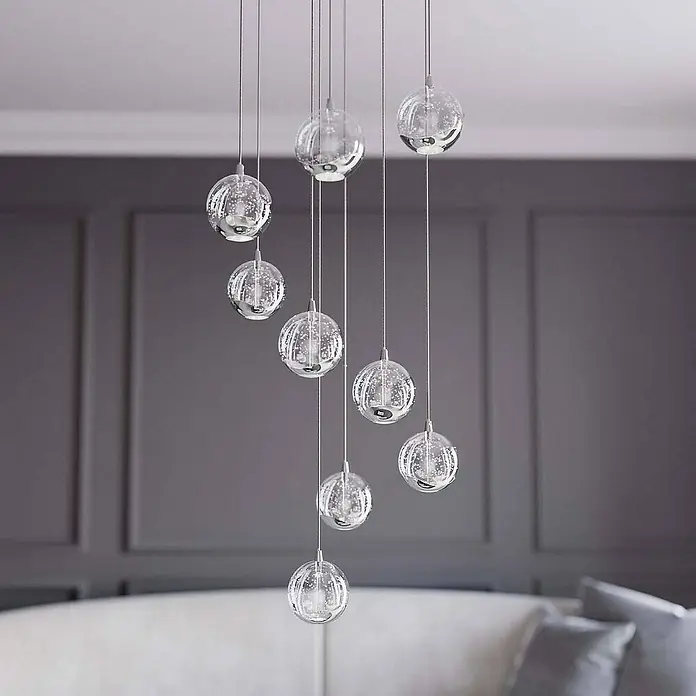 Lucande Pendelleuchte Hayley - L x B x H: 40 x 40 x 150 cm, klar / transparent, klar, chrom
