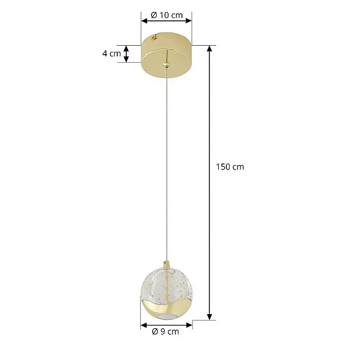Lucande Pendelleuchte Hayley - L x B x H: 9 x 9 x 8,5 cm, klar / transparent, klar, gold
