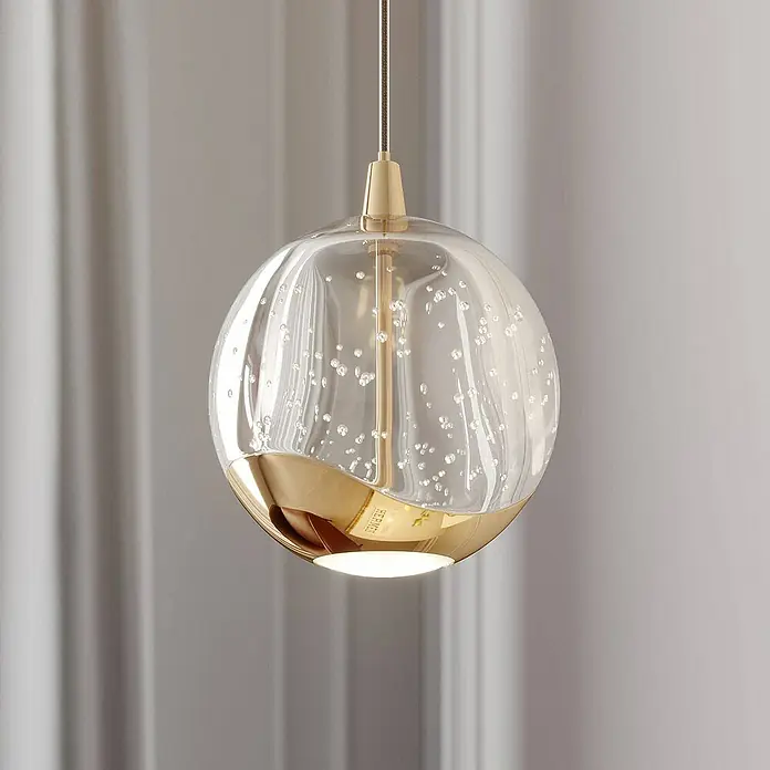Lucande Pendelleuchte Hayley - L x B x H: 9 x 9 x 8,5 cm, klar / transparent, klar, gold