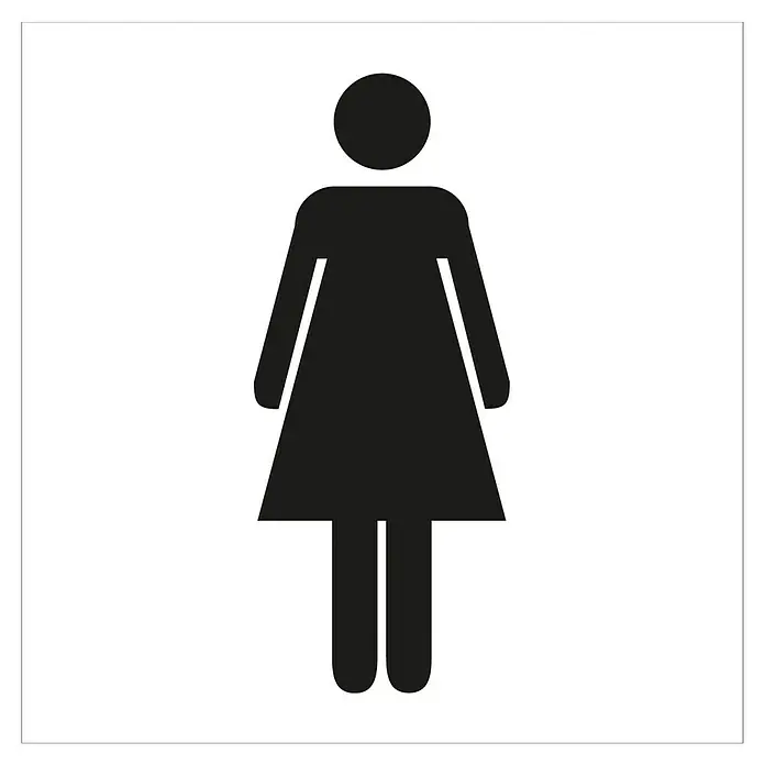 Pickup Aufkleber - Motiv: Frau, L x B: 140 x 140 mm - Schwarze stilisierte Darstellung einer Frau, häufig als Symbol für Damentoiletten oder Umkleidebereiche verwendet.