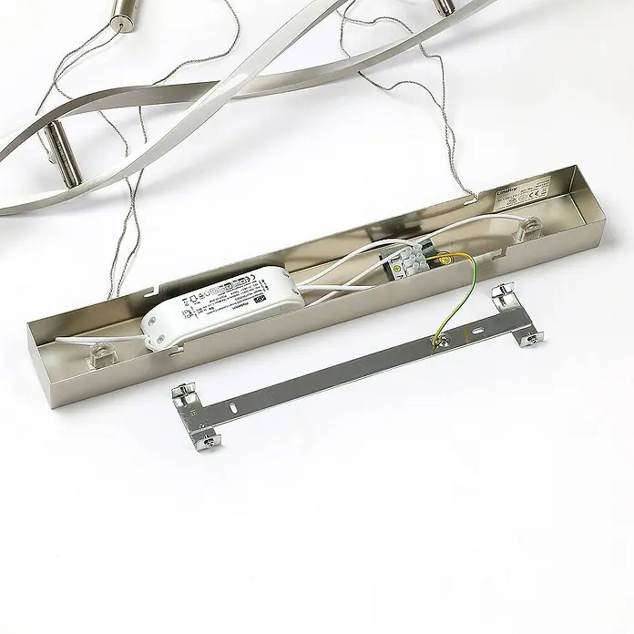 Lindby Pendelleuchte Auron - nickel satiniert, weiß